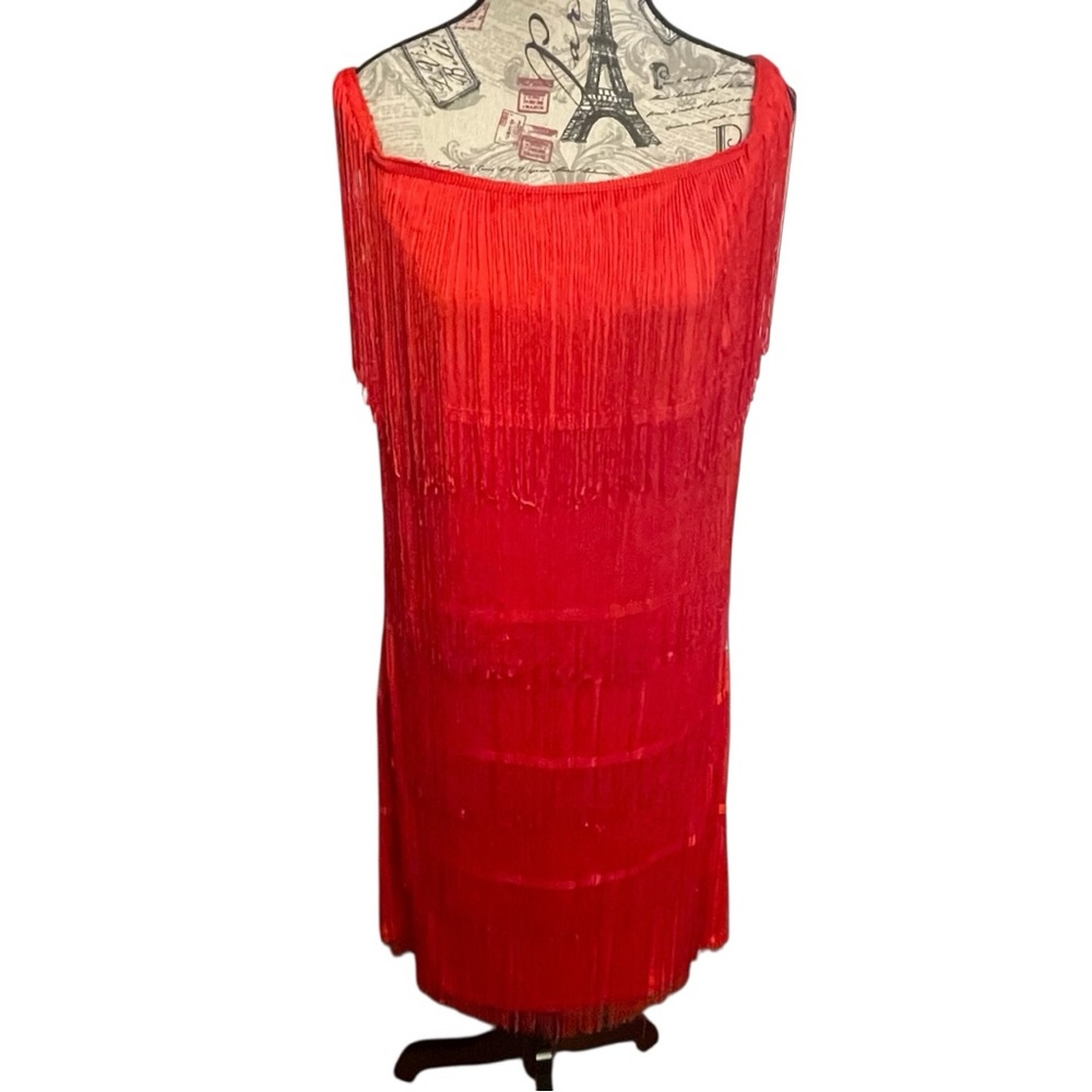Ashley Stewart Red Fringe Dress